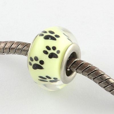 Large Hole Dog Paw Prints Pattern Resin European Beads OPDL-Q129-230A-1