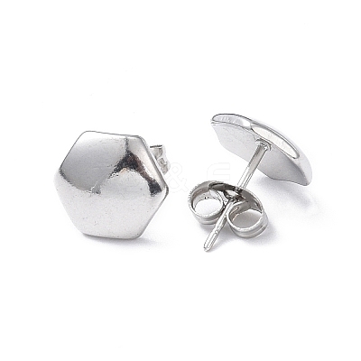 Non-Tarnish 304 Stainless Steel Hexagon Stud Earrings for Women EJEW-I285-04B-P-1