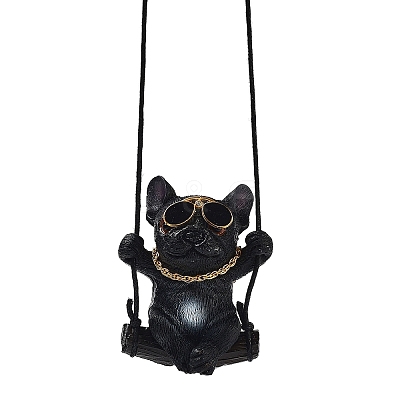 Cute Resin Swinging Bulldog Pendant Decorations HJEW-A010-01C-1