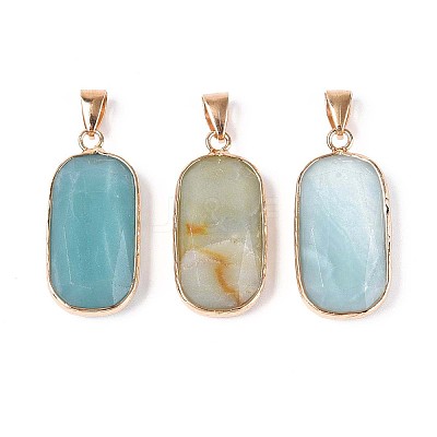 Natural Flower Amazonite Pendants G-N349-03E-G-1