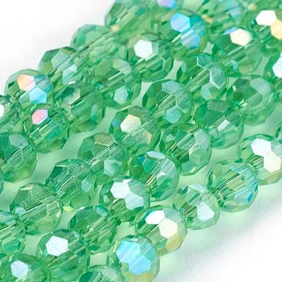 Faceted(32 Facets) Round Electroplate AB Color Plated Glass Beads Strands X-EGLA-D021-33-1