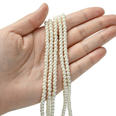 Eco-Friendly Dyed Glass Pearl Round Bead Strands X-HY-A002-4mm-RB001-1