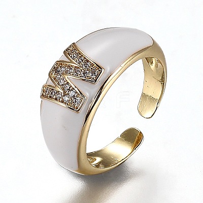 Brass Micro Pave Clear Cubic Zirconia Cuff Rings RJEW-H538-03G-W-1