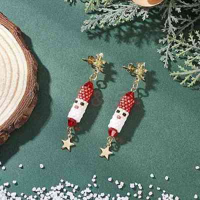 3 Pairs 3 Styles Christmas Theme Brass Clear Cubic Zirconia Dangle Stud Earrings EJEW-MZ00552-1