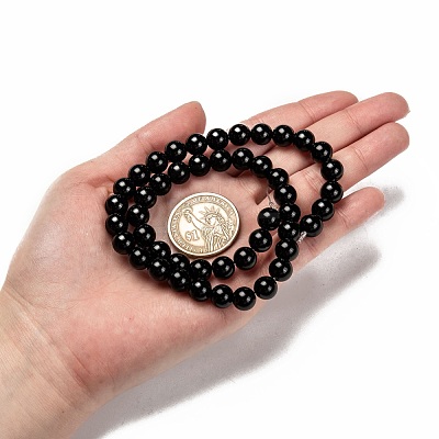 Natural Eyeless Obsidian Beads Strands G-K123-06-8mm-1