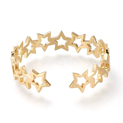 Brass Micro Pave Clear Cubic Zirconia Cuff Bangles BJEW-F411-04G-1