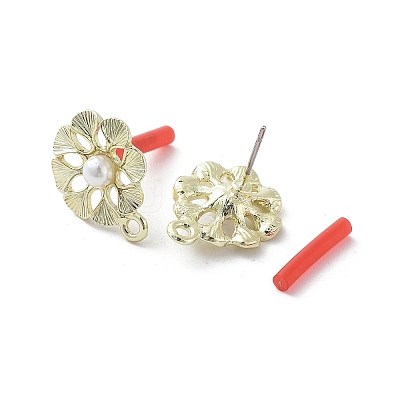 Rack Plating Golden Alloy with ABS Pearl Stud Earring Findings EJEW-B036-03G-11-1