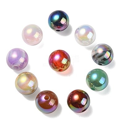 UV Plating Rainbow Iridescent Acrylic Beads PACR-E001-03-1