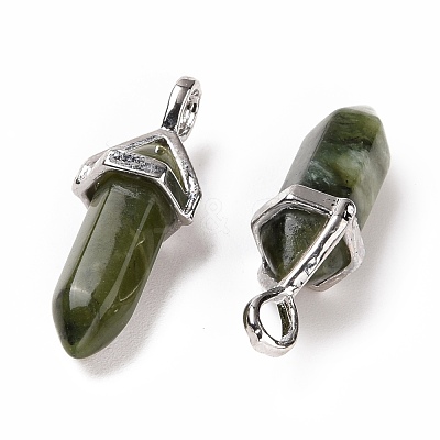 Natural Green Chinese Southern Jade Pointed Pendants G-K329-59P-1