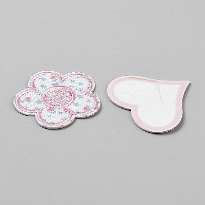 4Pcs Polyester Flower Pattern Embroidery Self-adhesive Patches PATC-TAC0011-07B-1