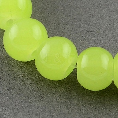 Imitation Jade Glass Round Beads Strands X-DGLA-S076-8mm-03-1