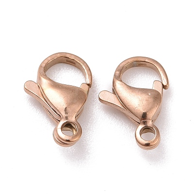 Ion Plating(IP) 304 Stainless Steel Lobster Claw Clasps STAS-H353-A-02RG-1