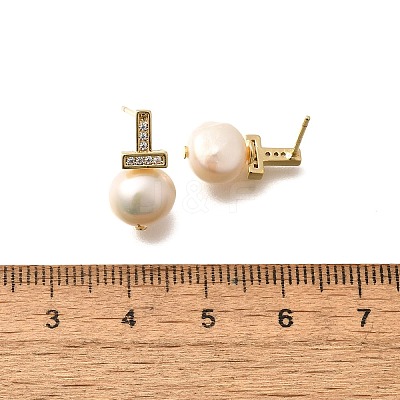 Natural Pearl Ear Studs EJEW-L099-09G-1