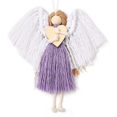 Angel Handmade Woven Macrame Cotton Thread Pendant Decorations HJEW-JM02454-02-1