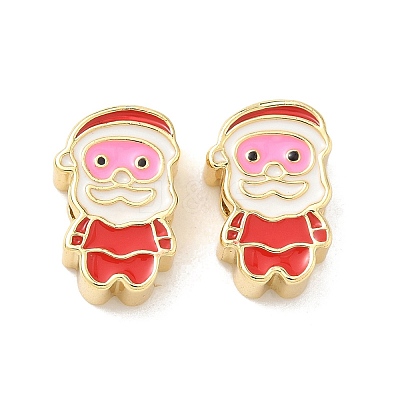 Christmas Brass Enamel Beads KK-I474-G19-1