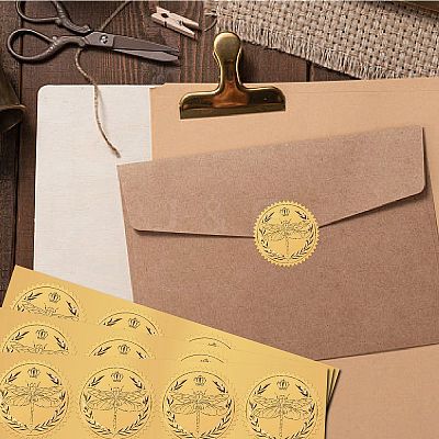 Plastic Self Adhesive Gold Foil Embossed Stickers DIY-WH0575-003-1