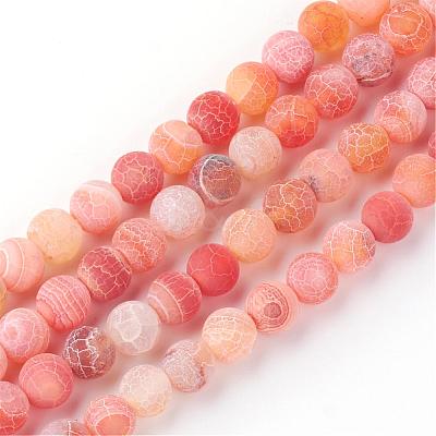 Natural Fire Crackle Agate Bead Strands G-S216-6mm-08-1