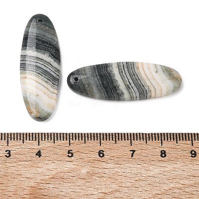 Natural Indian Green Line Jasper Pendants G-Z151-02C-1