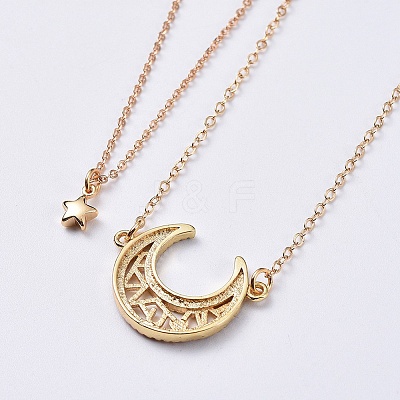 Brass Pendant Necklace Sets NJEW-JN02485-1