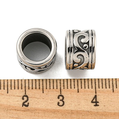 316 Surgical Stainless Steel Large Hole Beads Hand Polished STAS-Q326-09AS-07-1
