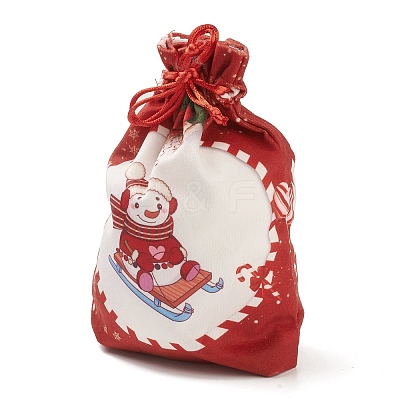 Christmas Theme Rectangle Cloth Bags with Jute Cord LS-ABAG-P008-01A-1
