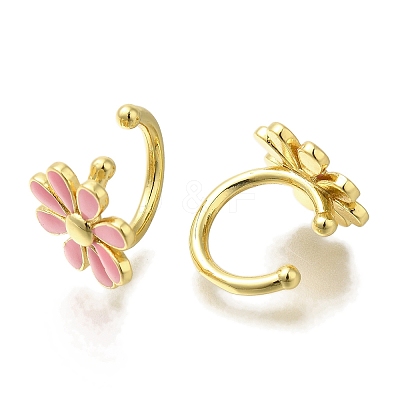 Rack Plating Flower Brass Cuff Earrings EJEW-H016-33G-02-1