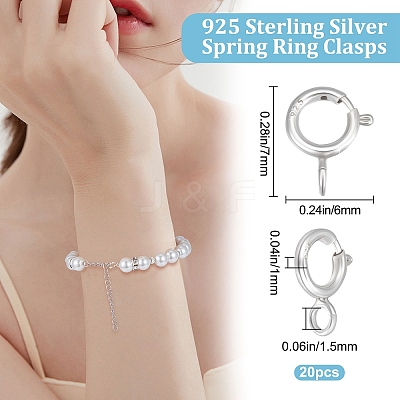 20Pcs 925 Sterling Silver Spring Ring Clasps STER-BBC0001-47-1
