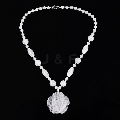 Natural Quartz Crystal Flower Pendant Necklaces NJEW-N064-08B-1