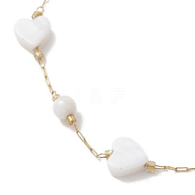 Summer Beach Natural White Shell Link Chain Anklets AJEW-AN00771-01-1