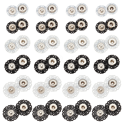 24 Sets 6 Style Zinc Alloy Snap Buttons BUTT-NB0001-49-1