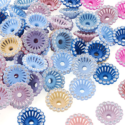 60Pcs Acrylic & Rhinestone Bead Caps MACR-TA0002-78-1