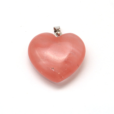 Heart Natural & Synthetic Mixed Stone Pendants G-Q355-M-1