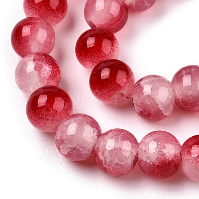 Crackle Baking Paint Imitation Jade Glass Beads Strands DGLA-T003-8mm-11-1