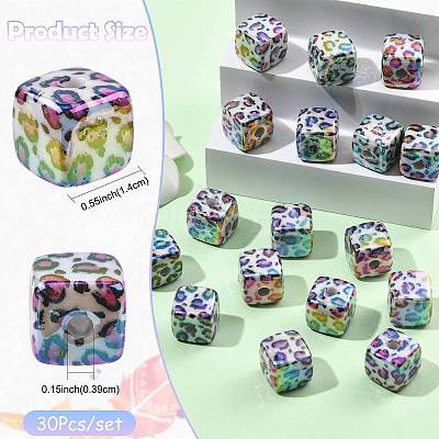 30Pcs UV Plating Opaque Acrylic Beads OACR-FS0002-56-1