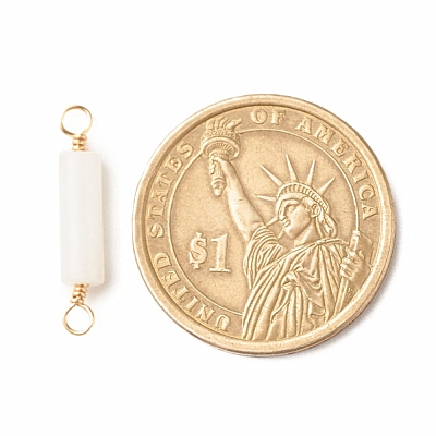 Natural White Jade Connector Charms PALLOY-JF01454-07-1