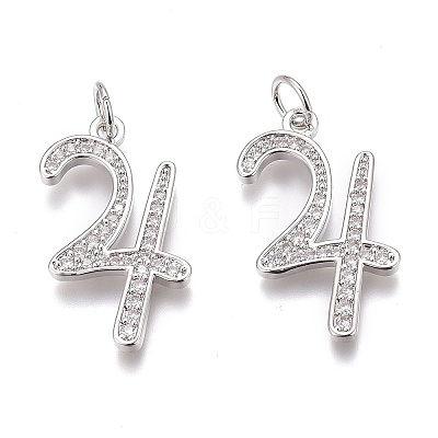 Brass Micro Pave Clear Cubic Zirconia Pendants ZIRC-O035-08P-1