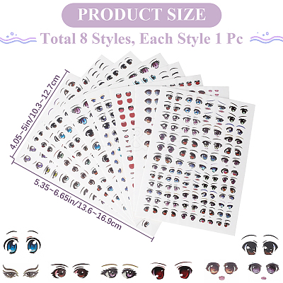 8 Sheets 8 Styles Eye Pattern Ceramics Clay Water Transfer Paper STIC-CP0001-16-1