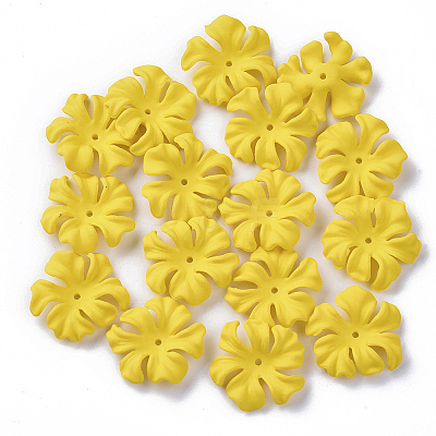 6-Petal Spray Painted Acrylic Bead Caps LS-MACR-N007-02D-1