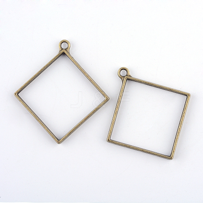 Rack Plating Alloy Rhombus Open Back Bezel Pendants X-PALLOY-S047-22F-FF-1