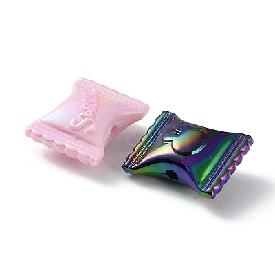 UV Plating Rainbow Iridescent Acrylic Beads OACR-A029-11-1