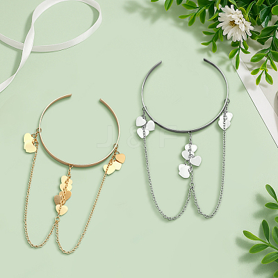 2Pcs 2 Colors Iron Upper Arm Cuff Bangles for Women AJEW-HY0002-61A-1