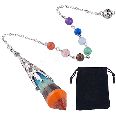 1Pc Natural Chakra Gemstone Dowsing Pendulums AJEW-SC0002-31P-1