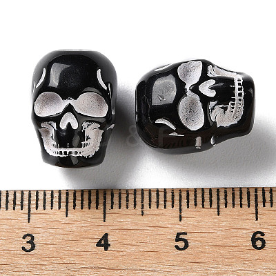 Spray Printed Opaque Acrylic European Beads SACR-P031-35B-01-1