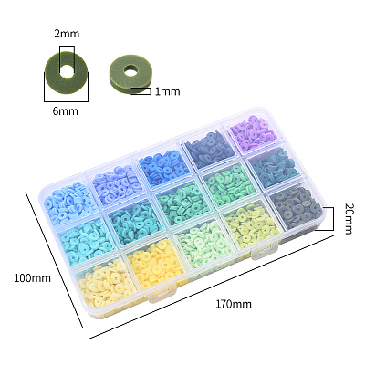 2250Pcs 15 Colors Handmade Polymer Clay Beads CLAY-YW0001-25A-1