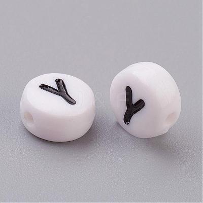 Acrylic Horizontal Hole Letter Beads X-PL37C9070-Y-1