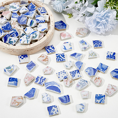 500G 4 Styles Handmade Porcelain Cabochons PORC-SP0001-22-1
