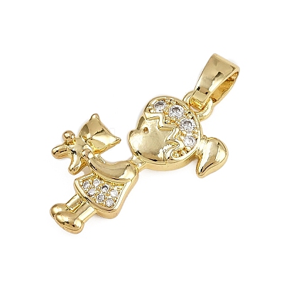 Brass Micro Pave Cubic Zirconia Pendants KK-D409-31G-1