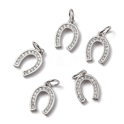 CZ Brass Micro Pave Cubic Zirconia Horse Shoe Charms ZIRC-L018-13P-1