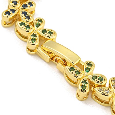 Rack Plating Brass Pave Cubic Zirconia Butterfly Link Bracelets for Women BJEW-B110-05G-1
