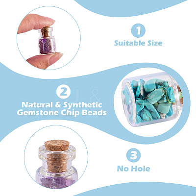 Natural & Synthetic Gemstone Chip Beads Glass Bottles G-KS0001-02-1